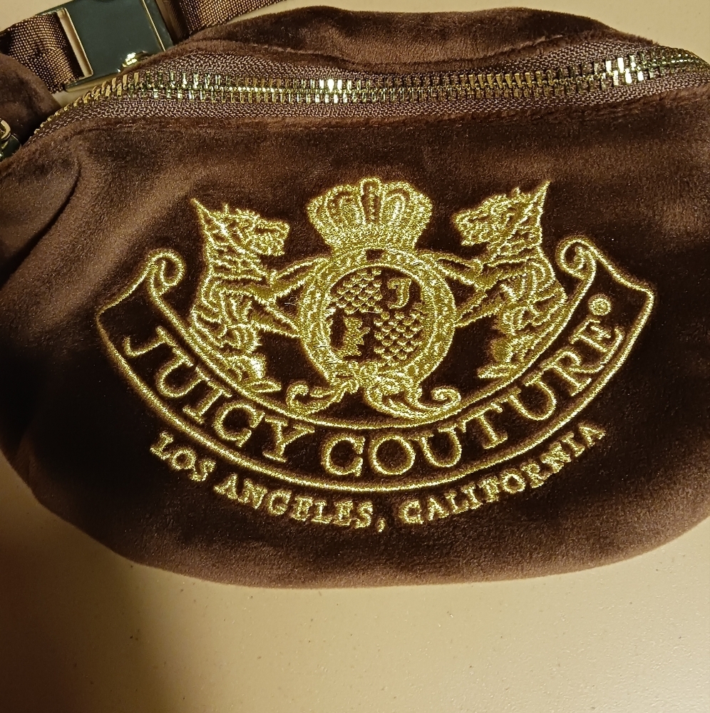 Juicy Couture x Stoney Clover velvet Brown Belt Bag - Picture 3 of 11